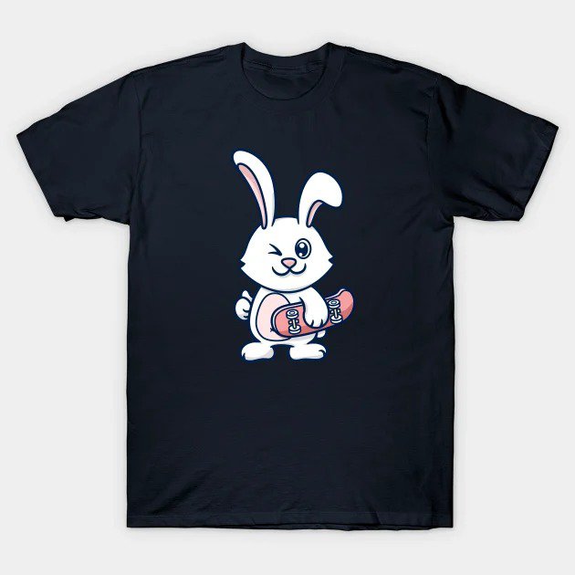 Rabbit Holding Skateboard T-Shirt