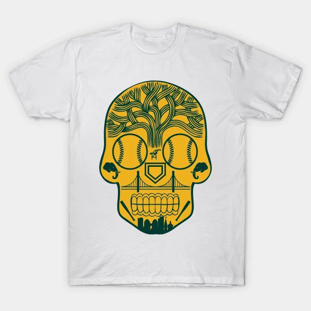 Oakland Baseball Sugar Skull Sticker T-Shirt