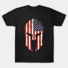 Spartan Helmet American Flag Distressed Warrior T-Shirt