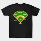 Whos On First Baseball Diamond Fielding Card T-Shirt