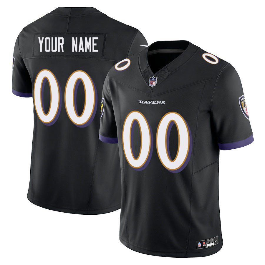 Baltimore Ravens #00 Custom Name And Number Black Limited Stitched Jersey