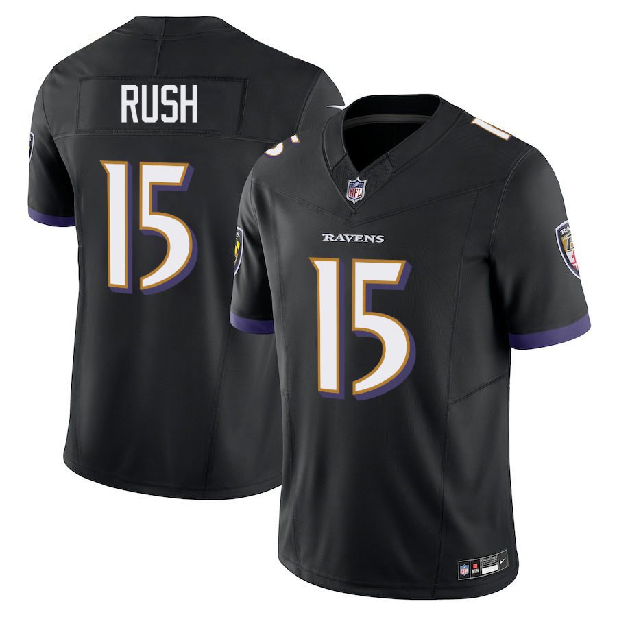 Baltimore Ravens #15 Cooper Rush Black Limited Stitched Jersey