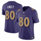 Baltimore Ravens #80 Isaiah Likely Purple Limited Stitched Jersey