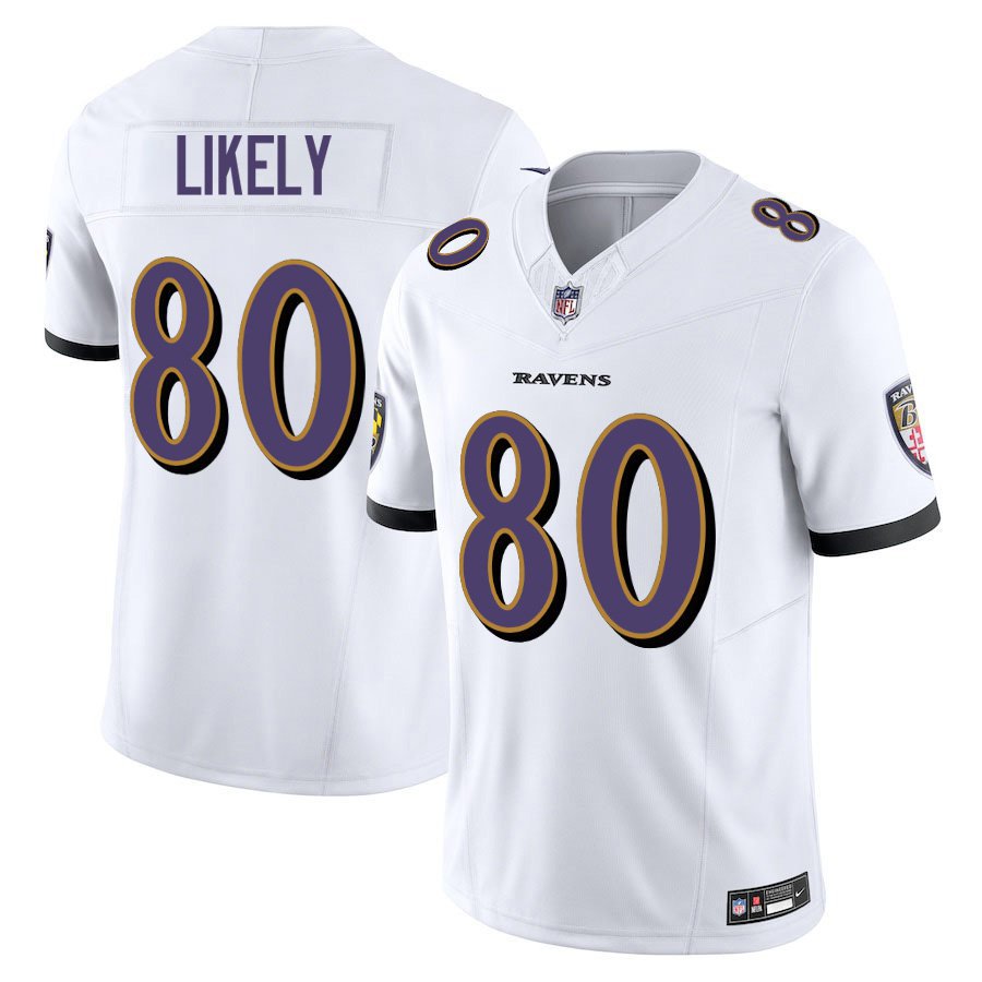 Baltimore Ravens #80 Isaiah Likely White Limited Stitched Jersey