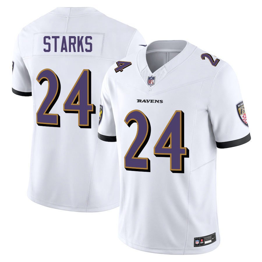 Baltimore Ravens #24 Malaki Starks White Limited Stitched Jersey