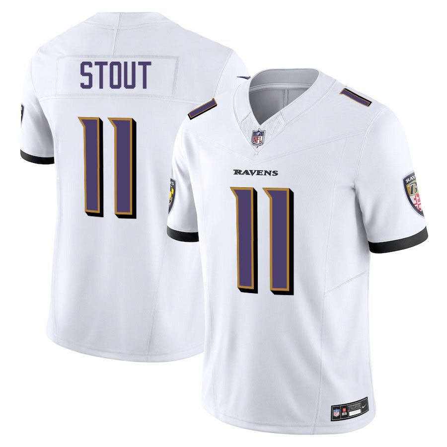 Baltimore Ravens #11 Jordan Stout White Limited Stitched Jersey