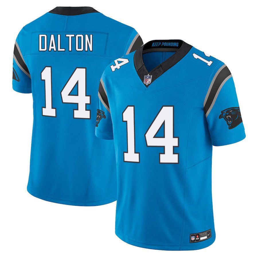 Carolina Panthers #14 Andy Dalton Blue Limited Stitched Jersey
