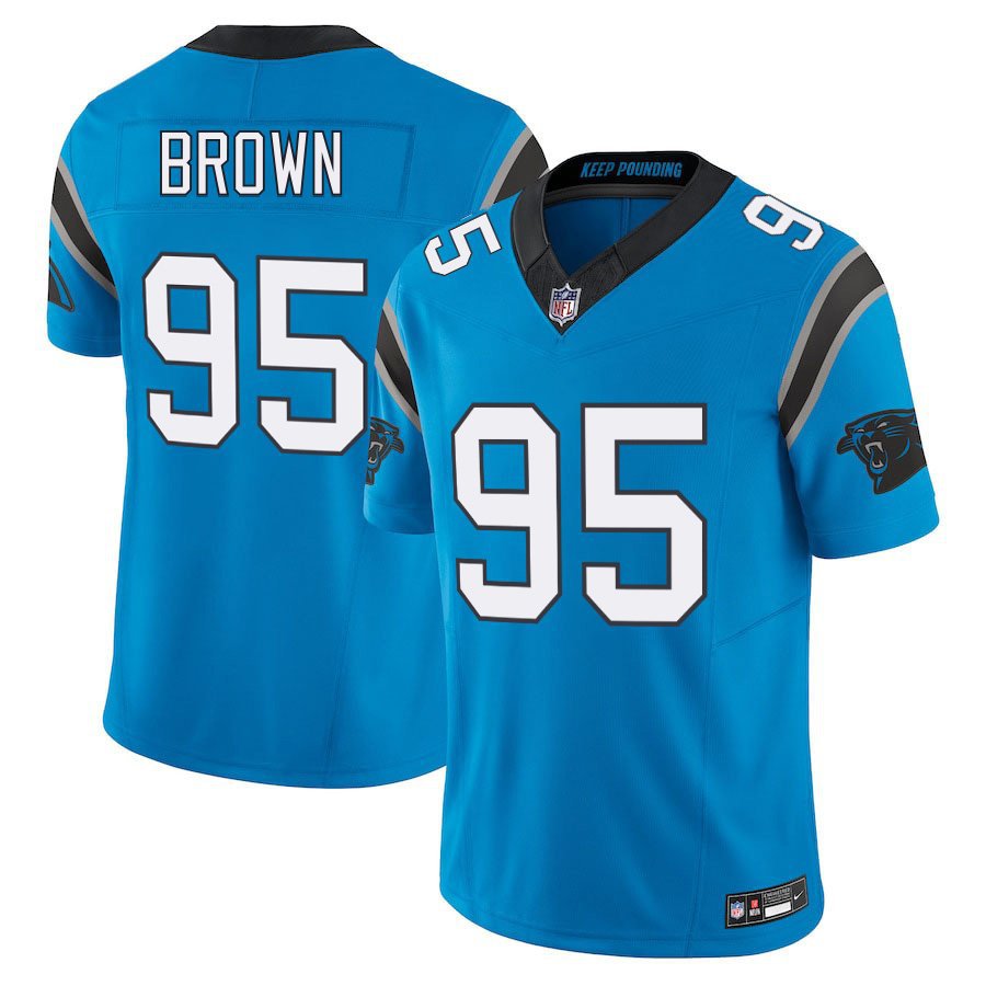Carolina Panthers #95 Derrick Brown Blue Limited Stitched Jersey