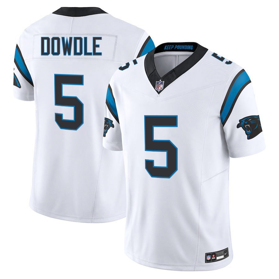 Carolina Panthers #5 Rico Dowdle White Limited Stitched Jersey
