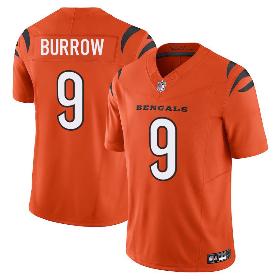 Cincinnati Bengals #9 Joe Burrow Orange Limited Stitched Jersey