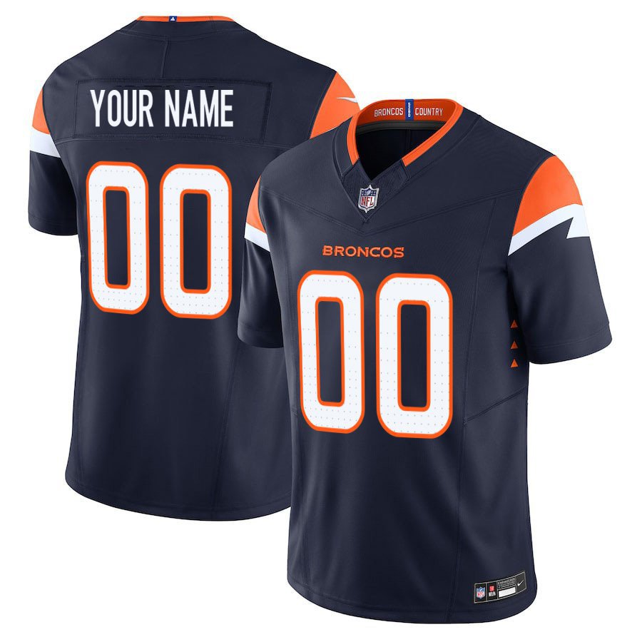 Denver Broncos #00 Custom Name And Number Navy Limited Stitched Jersey