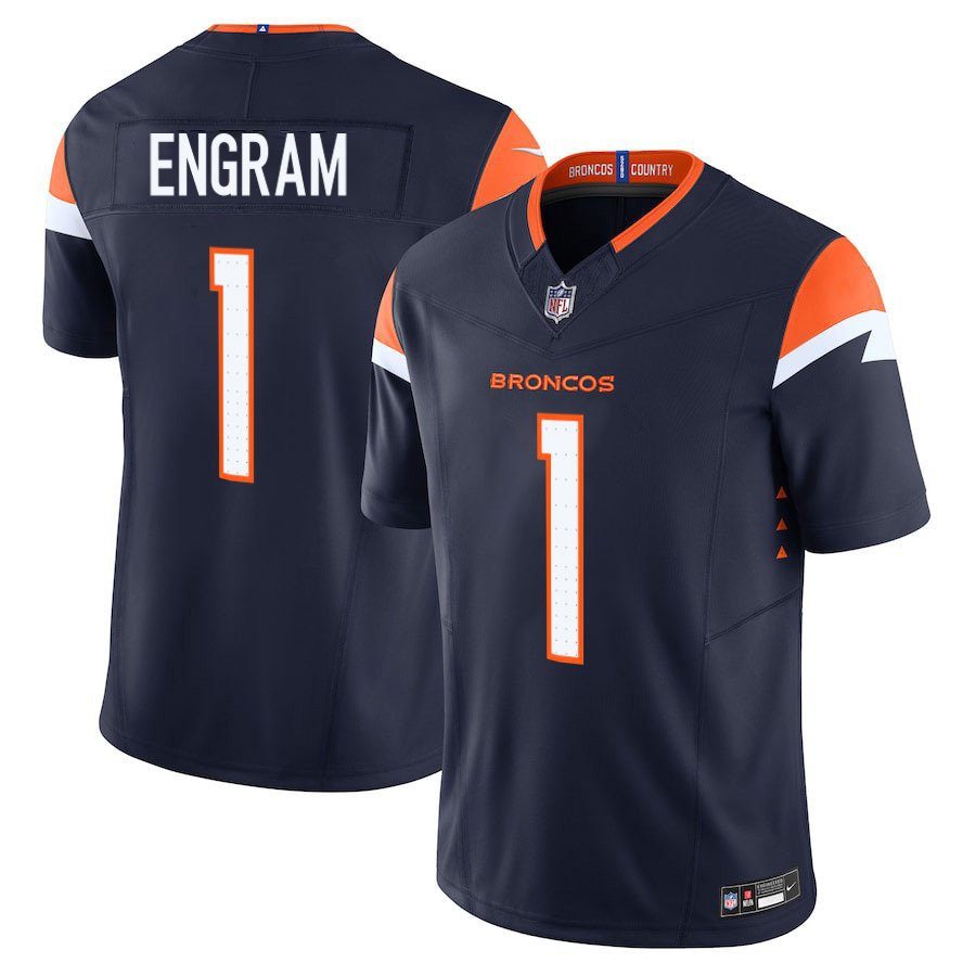 Denver Broncos #1 Evan Engram Navy Limited Stitched Jersey