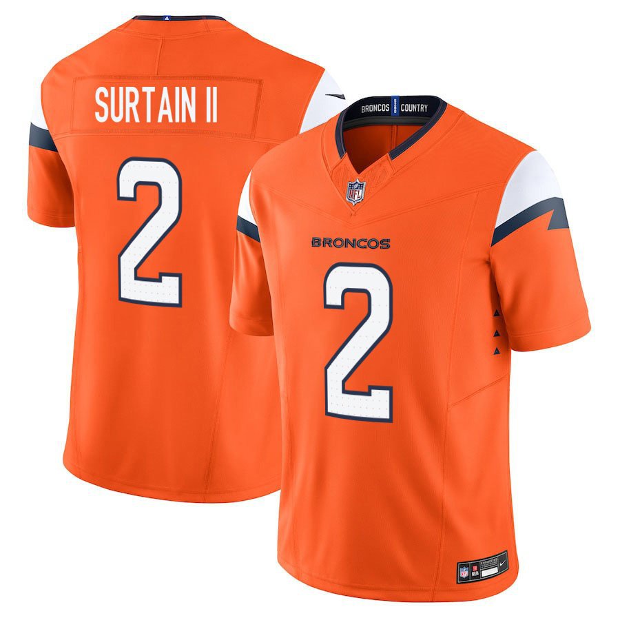 Denver Broncos #2 Pat Surtain II Orange Limited Stitched Jersey