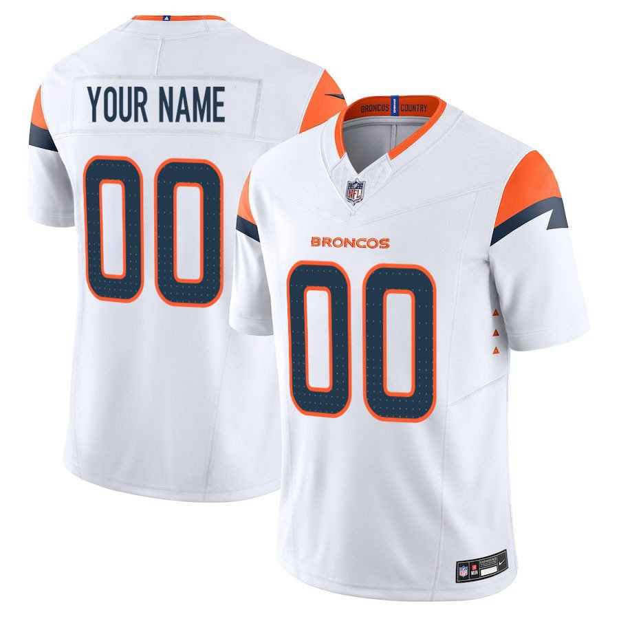 Denver Broncos #00 Custom Name And Number White Limited Stitched Jersey