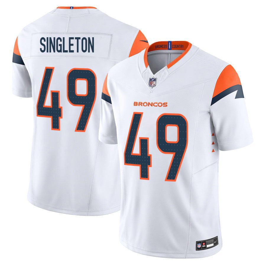 Denver Broncos #49 Alex Singleton White Limited Stitched Jersey