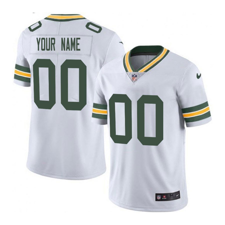 Green Bay Packers #00 Custom Name And Number White Limited Stitched Jersey
