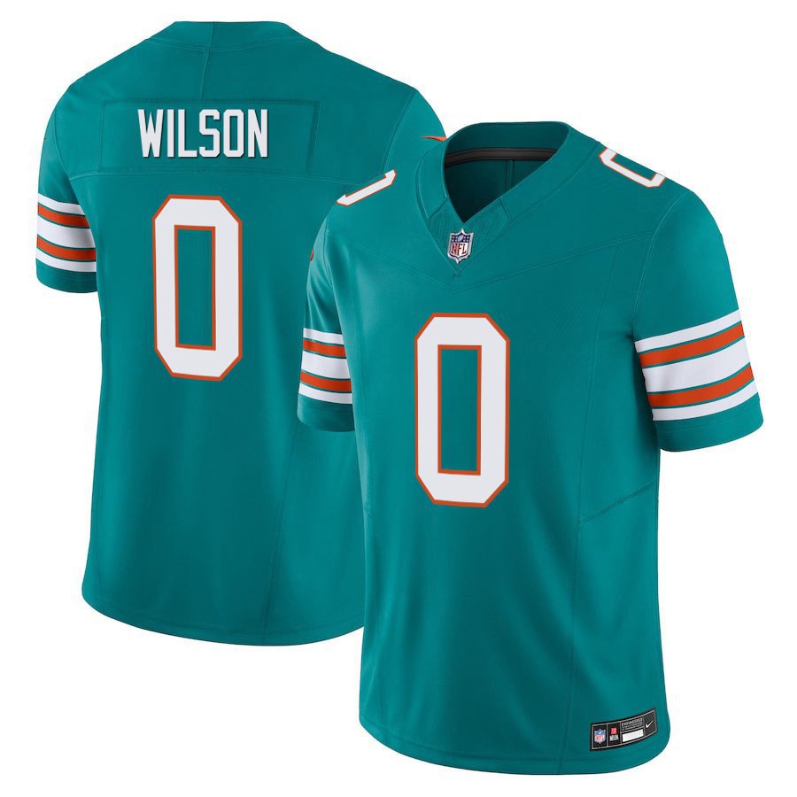 Miami Dolphins #0 Zach Wilson Aqua Alternate Limited Stitched Jersey