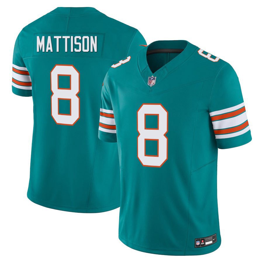Miami Dolphins #8 Alexander Mattison Aqua Alternate Limited Stitched Jersey
