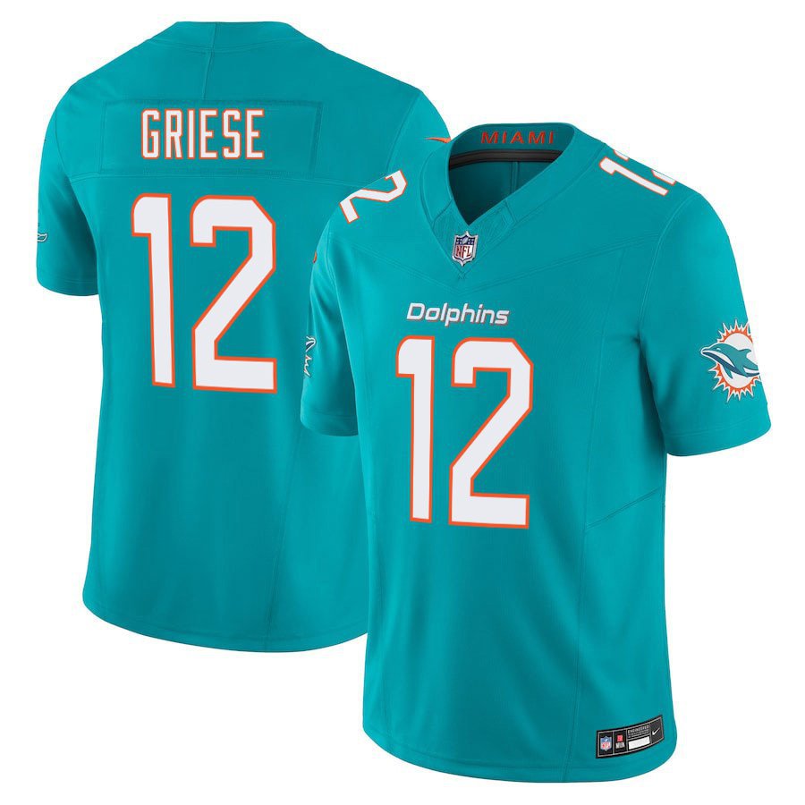 Miami Dolphins #12 Bob Griese Aqua Limited Stitched Jersey