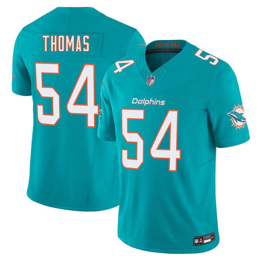 Miami Dolphins #54 Zach Thomas Aqua Limited Stitched Jersey