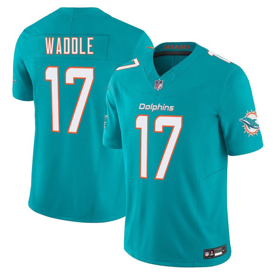 Miami Dolphins #17 Jaylen Waddle Aqua Limited Stitched Jersey