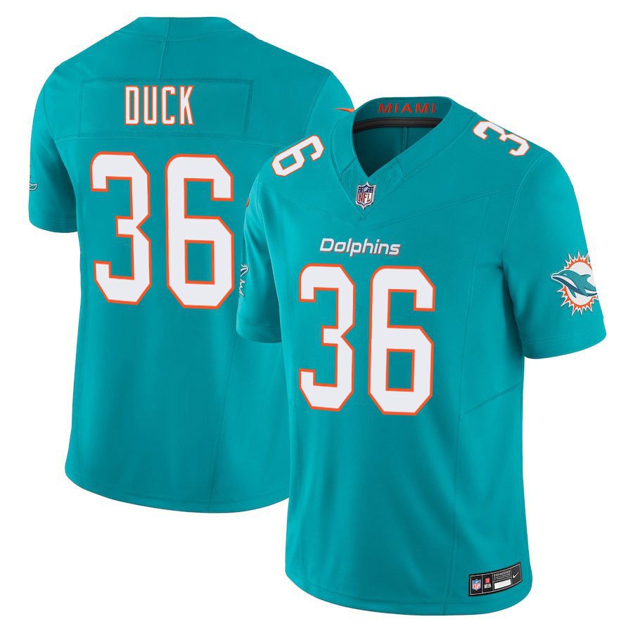 Miami Dolphins #36 Storm Duck Aqua Limited Stitched Jersey