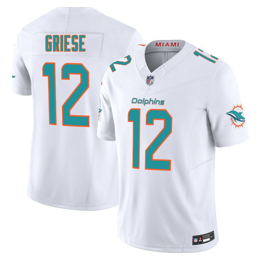 Miami Dolphins #12 Bob Griese White Limited Stitched Jersey