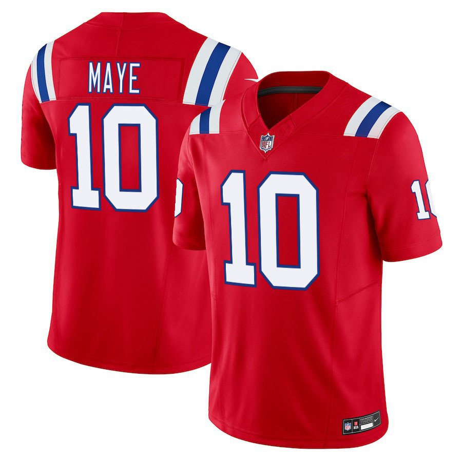 New England Patriots #10 Drake Maye Red Limited Stitched Jersey