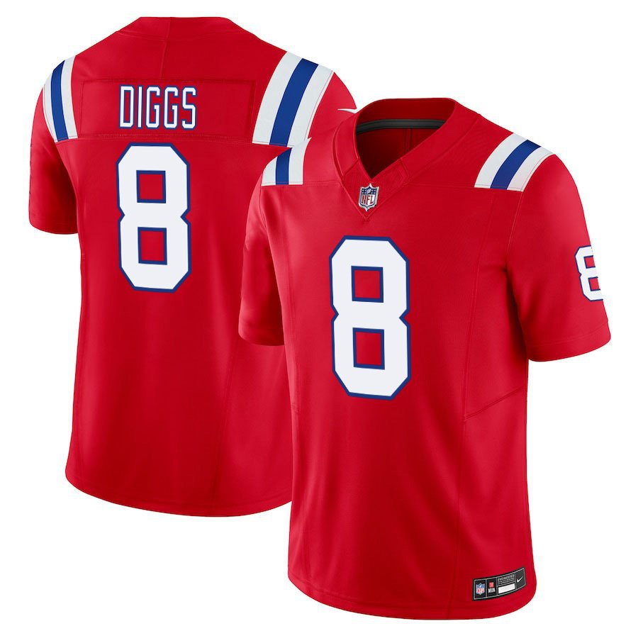 New England Patriots #8 Stefon Diggs Red Limited Stitched Jersey