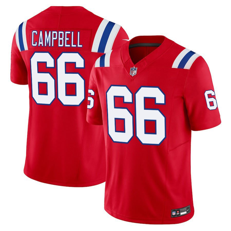 New England Patriots #66 Will Campbell Red Limited Stitched Jersey