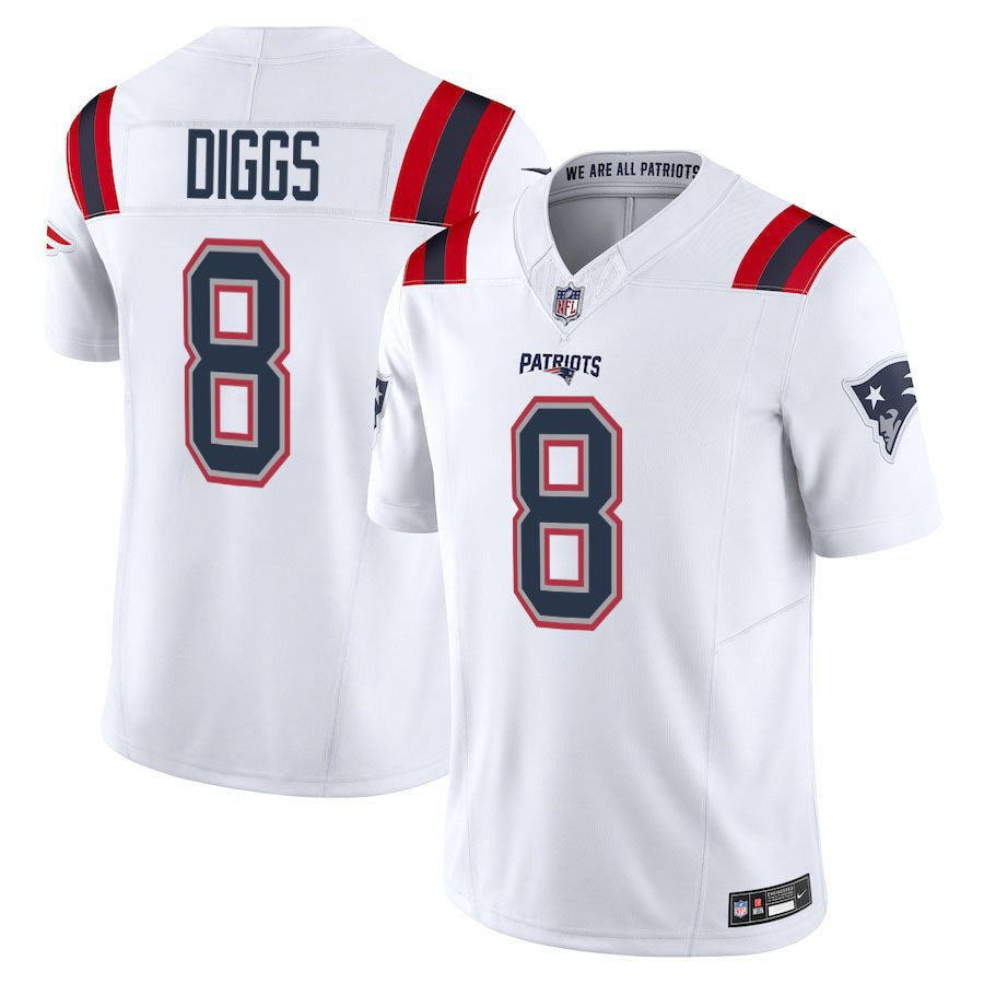 New England Patriots #8 Stefon Diggs White Limited Stitched Jersey