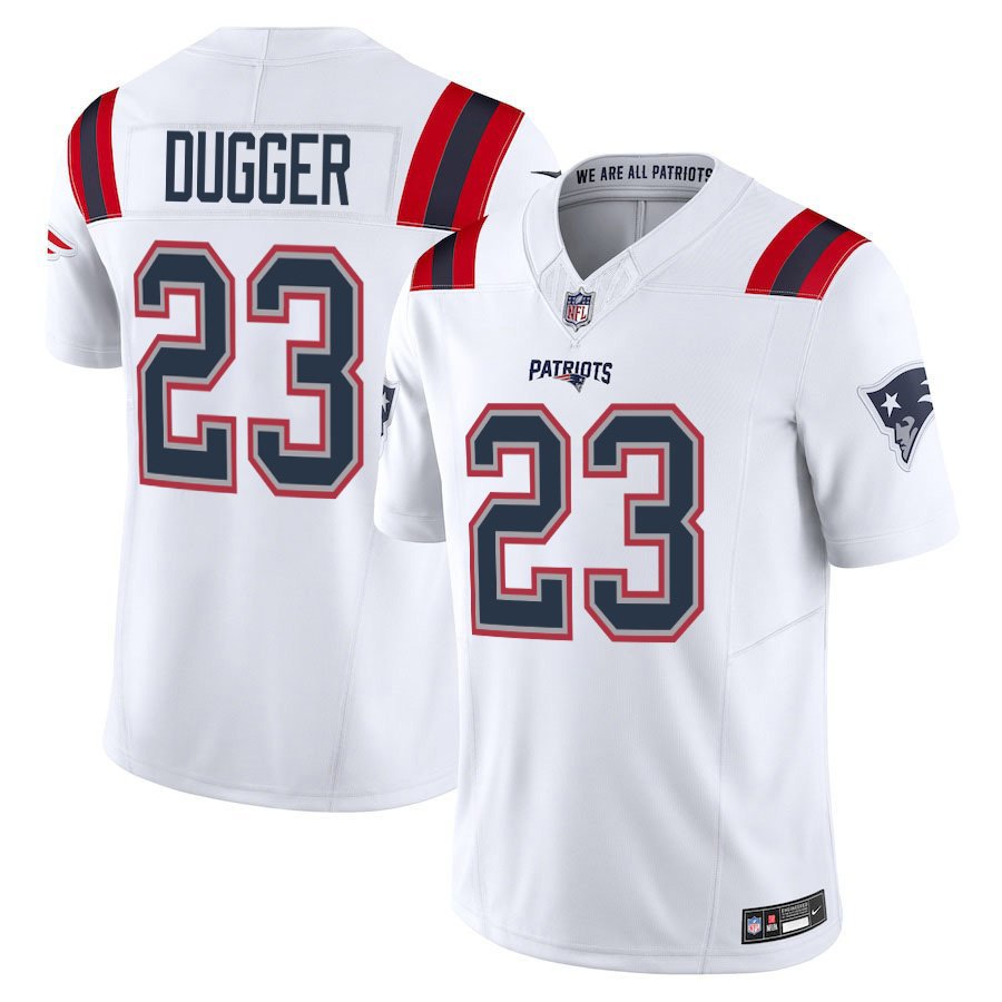 New England Patriots #23 Kyle Dugger White Limited Stitched Jersey
