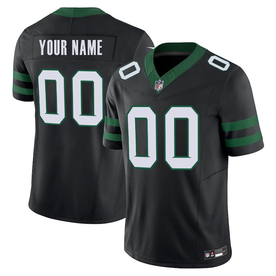New York Jets #00 Custom Name And Number Black Limited Stitched Jersey