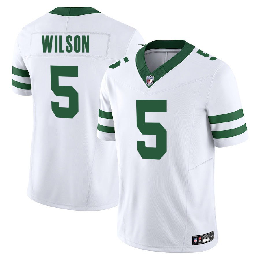 New York Jets #5 Garrett Wilson White Limited Stitched Jersey