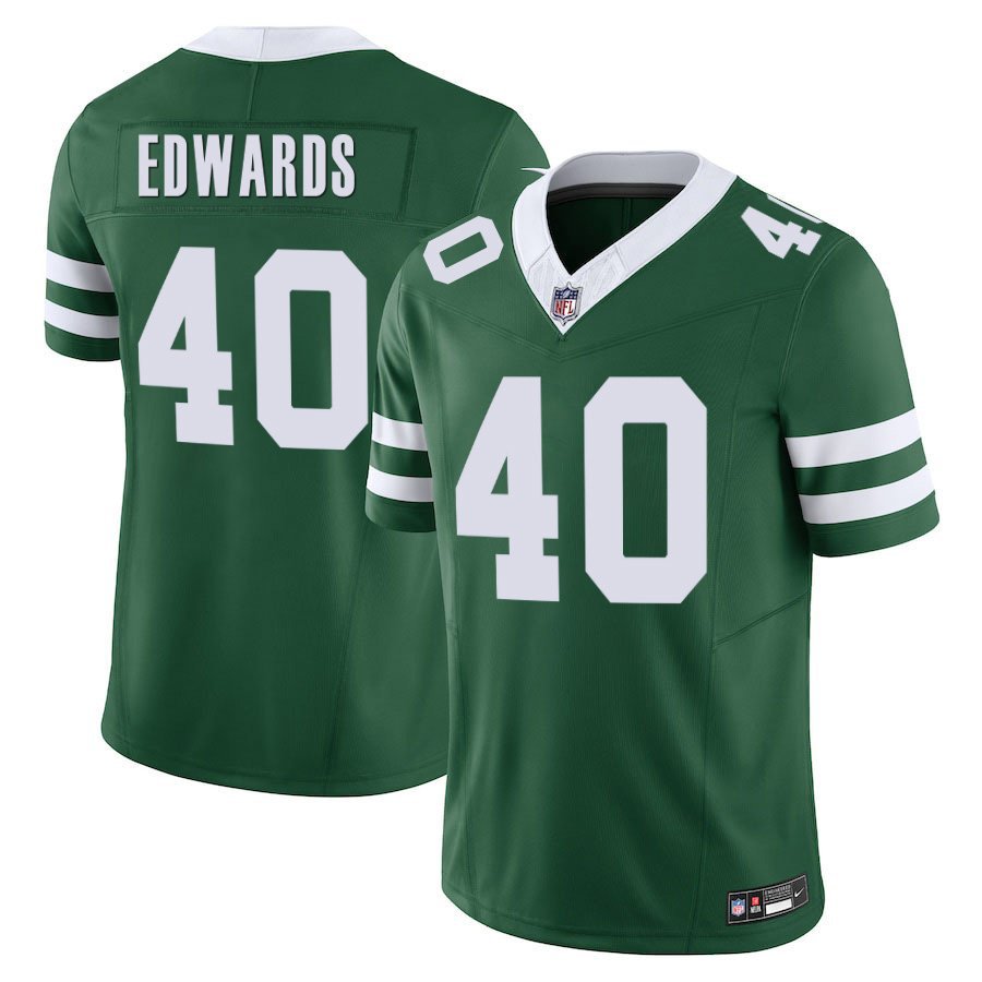 New York Jets #40 Donovan Edwards Green Limited Stitched Jersey