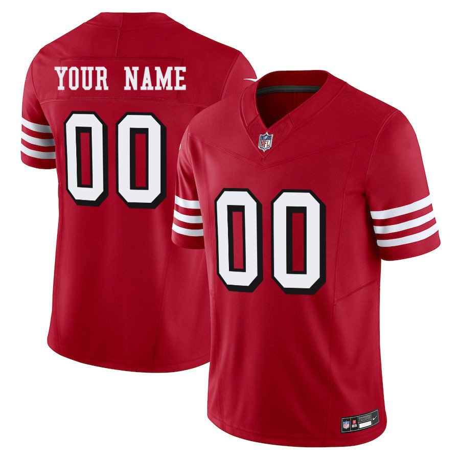 San Francisco 49ers #00 Custom Name And Number Red Throwback Limited Stitched Jersey