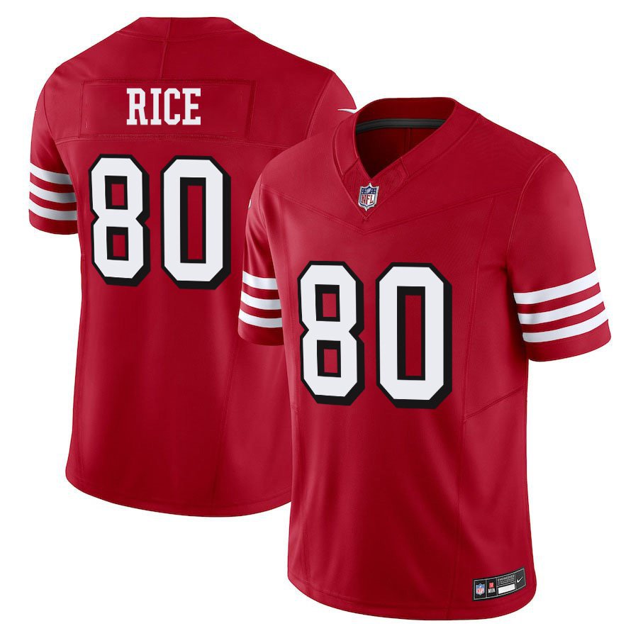 San Francisco 49ers #80 Jerry Rice Red Throwback Limited Stitched Jersey
