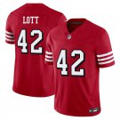 San Francisco 49ers #42 Ronnie Lott Red Throwback Limited Stitched Jersey