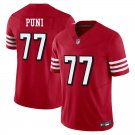 San Francisco 49ers #77 Dominick Puni Red Throwback Limited Stitched Jersey