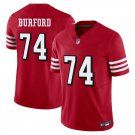 San Francisco 49ers #74 Spencer Burford Red Throwback Limited Stitched Jersey