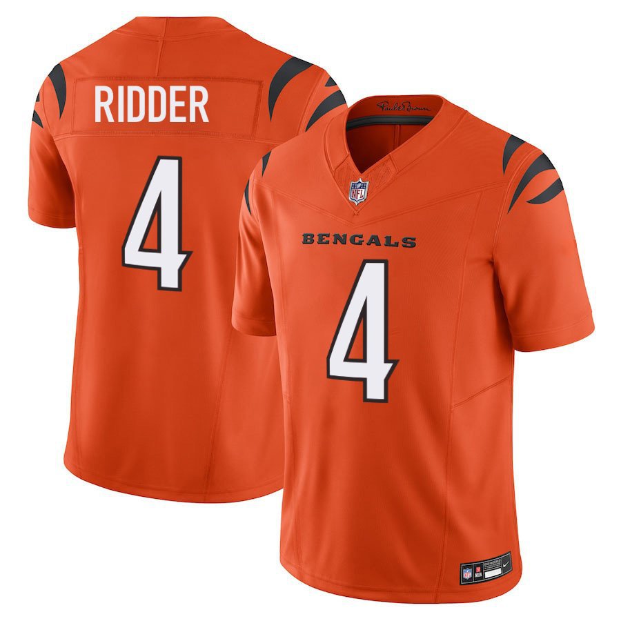 Cincinnati Bengals #4 Desmond Ridder Orange Limited Stitched Jersey