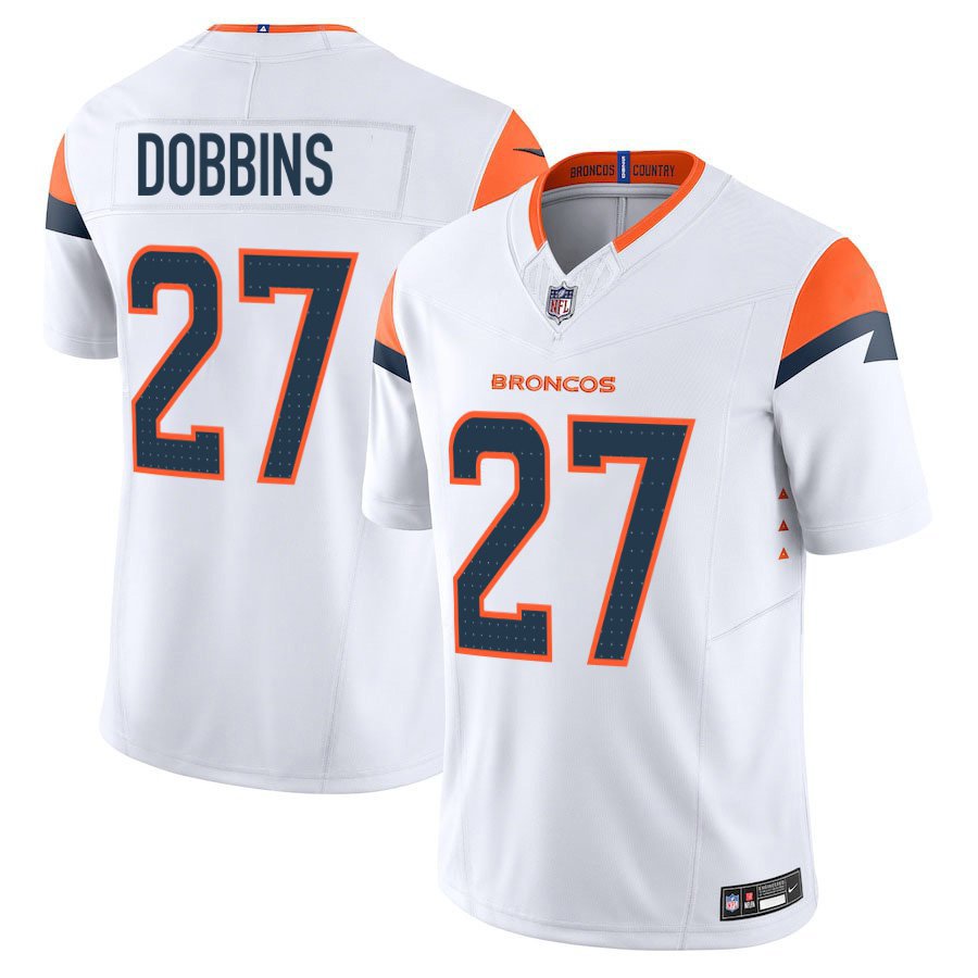 Denver Broncos #27 J.K. Dobbins White Limited Stitched Jersey