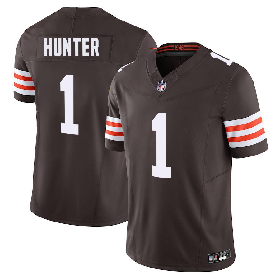 Cleveland Browns 1 Travis Hunter Brown Stitched Jersey
