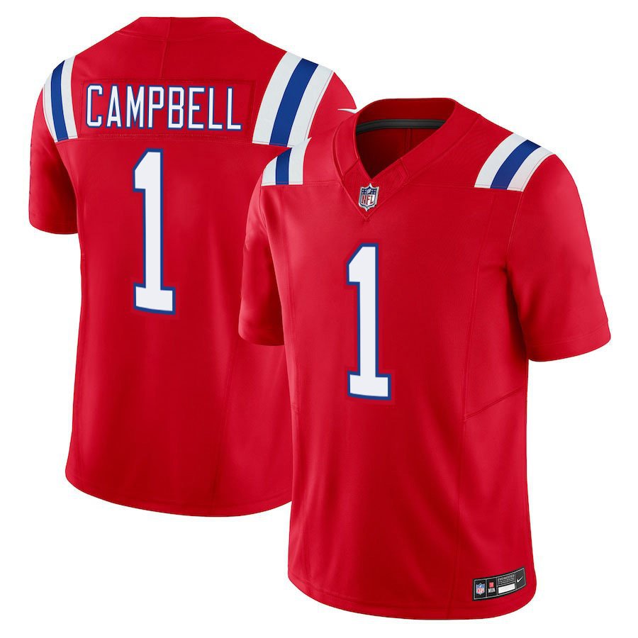 New England Patriots 1 Will Campbell Red Stitched Jersey