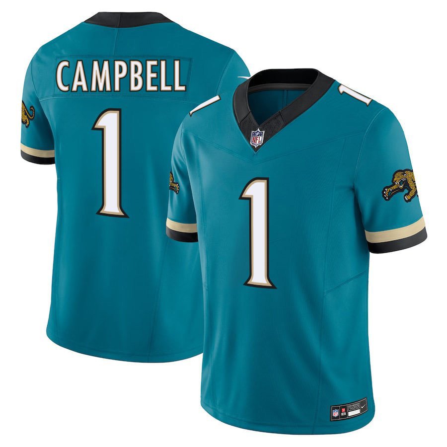 Jacksonville Jaguars 1 Will Campbell Teal Throwback Stitched Jersey