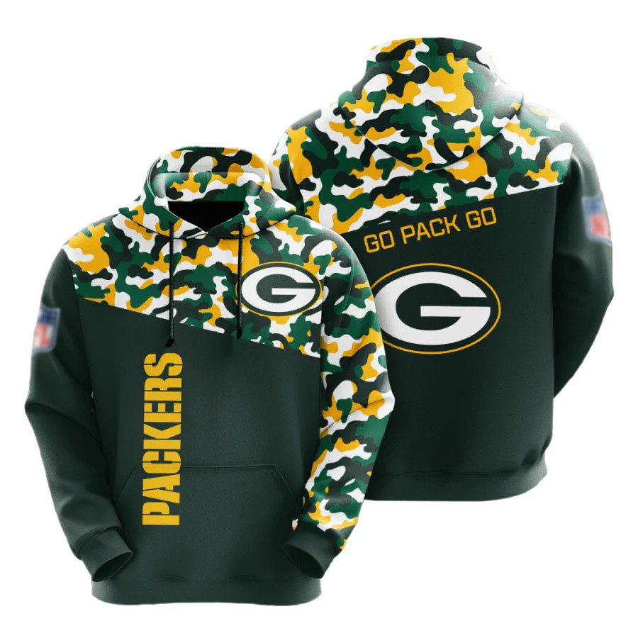 Green Bay Packers color camouflage light weight hoodie