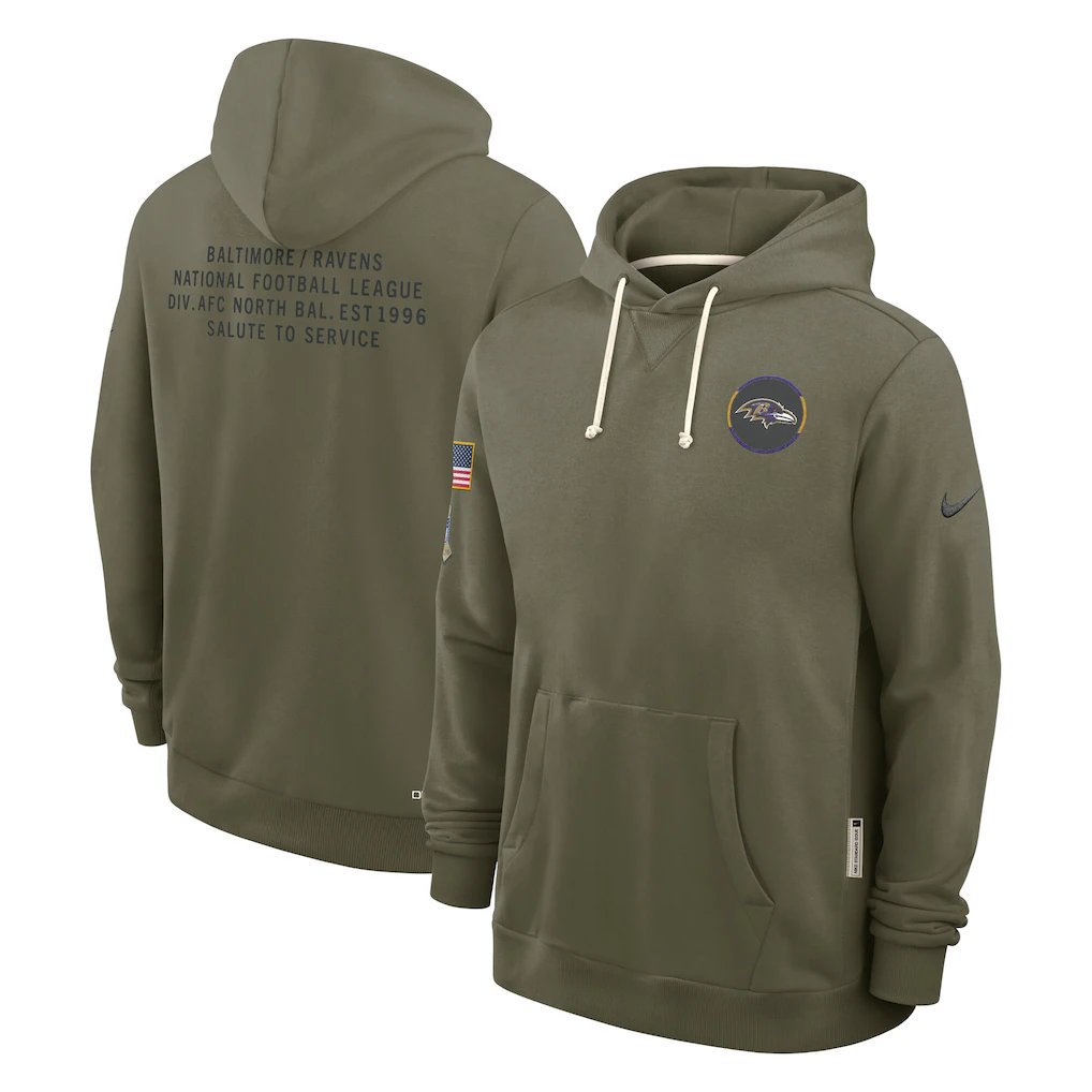 Baltimore Ravens 2025 Salute to Service Sideline Standard Hoodie - Olive