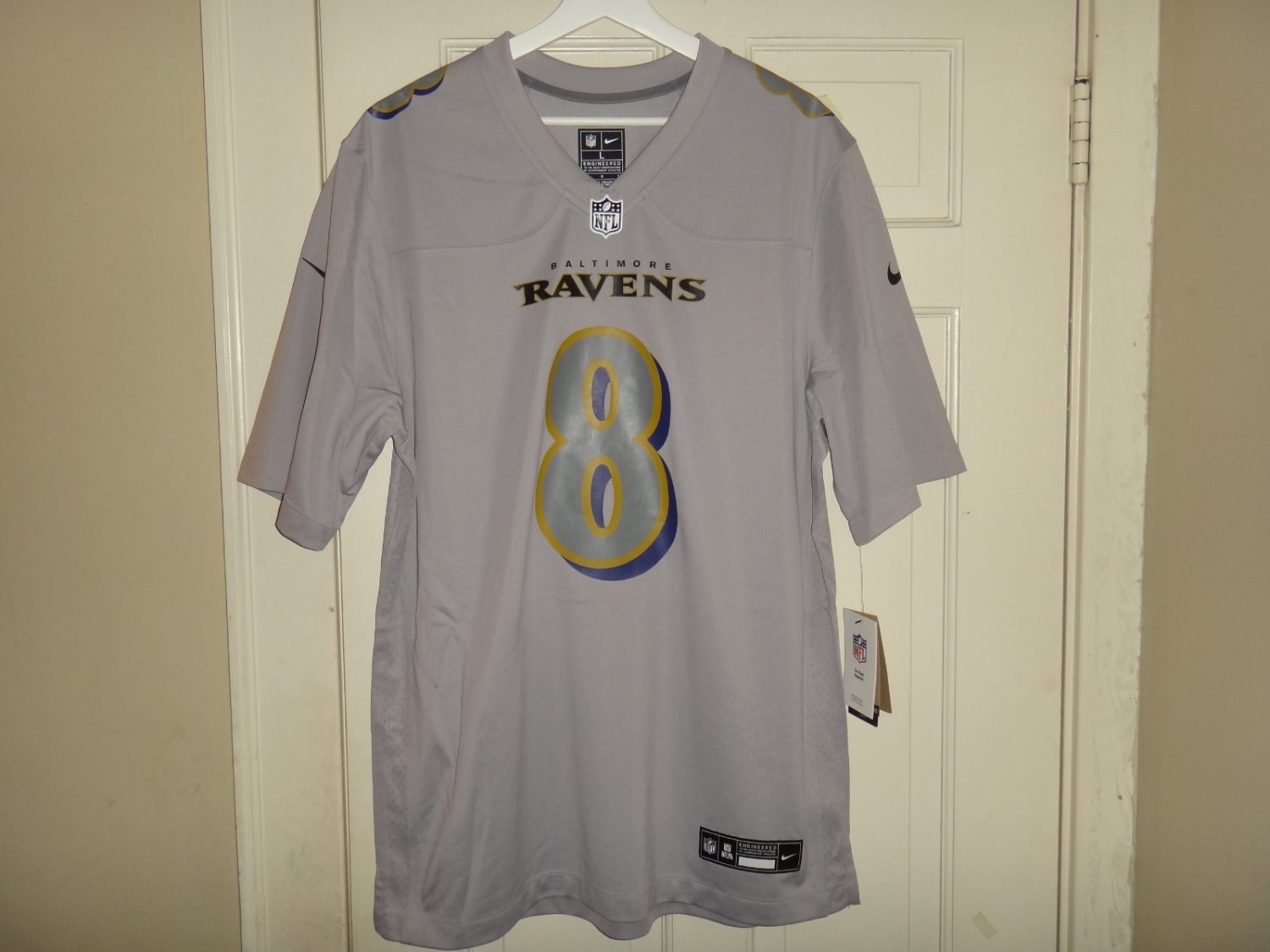 Men's Lamar Jackson #8 Baltimore Ravens  Gray Atmosphere Jersey