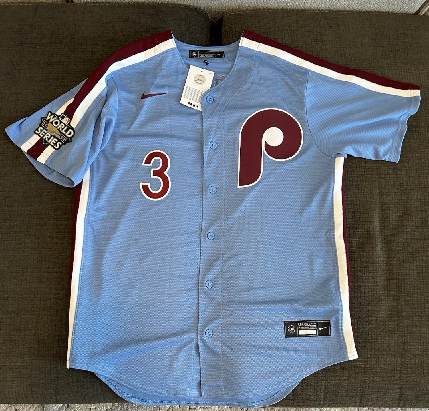 Authentic Blue Phillies Bryce Harper #3 World Series 2022 Jersey