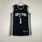 Victor Wembanyama #1 Black Embroidered Jersey